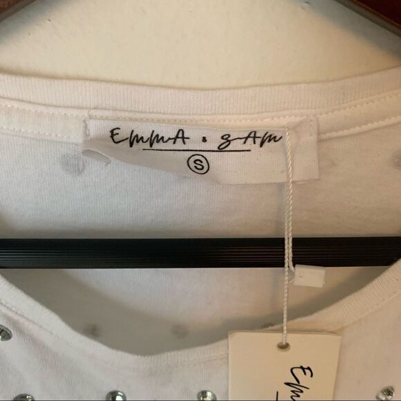 Emma & Sam White Oversized Rhinestone Tee - Picture 4 of 8